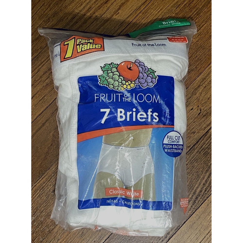 Fruit of the Loom Briefs 5 Pack White Cotton Underwear Medium 34-36 2009 NEW Men